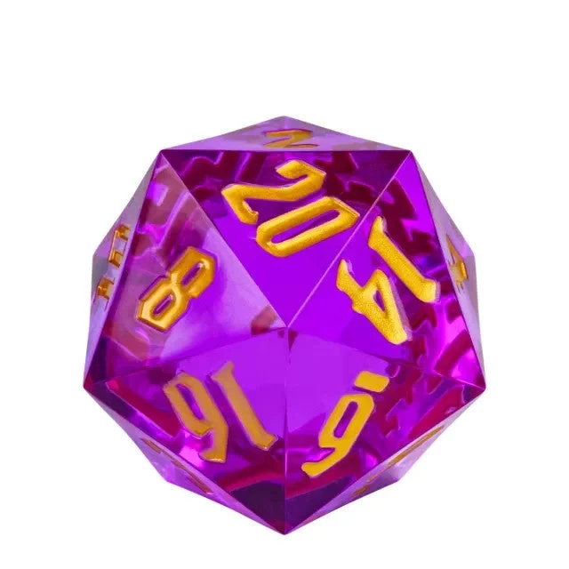 55mm Titan d20: Sharp Edge Dashing Prince - Translucent Purple with Gold Ink