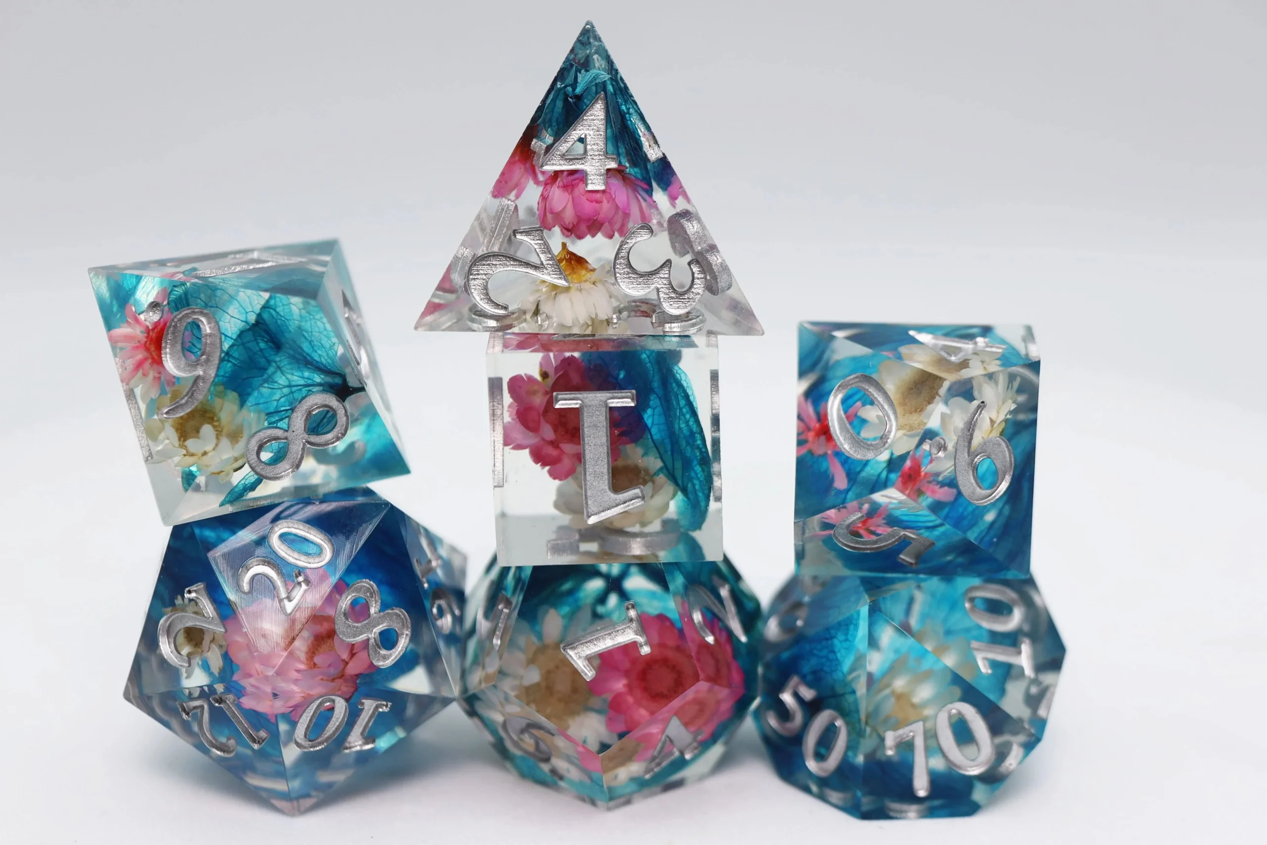 Wildflower Bouquet Sharp Edge Resin RPG Dice Set - Foam Brain Games
