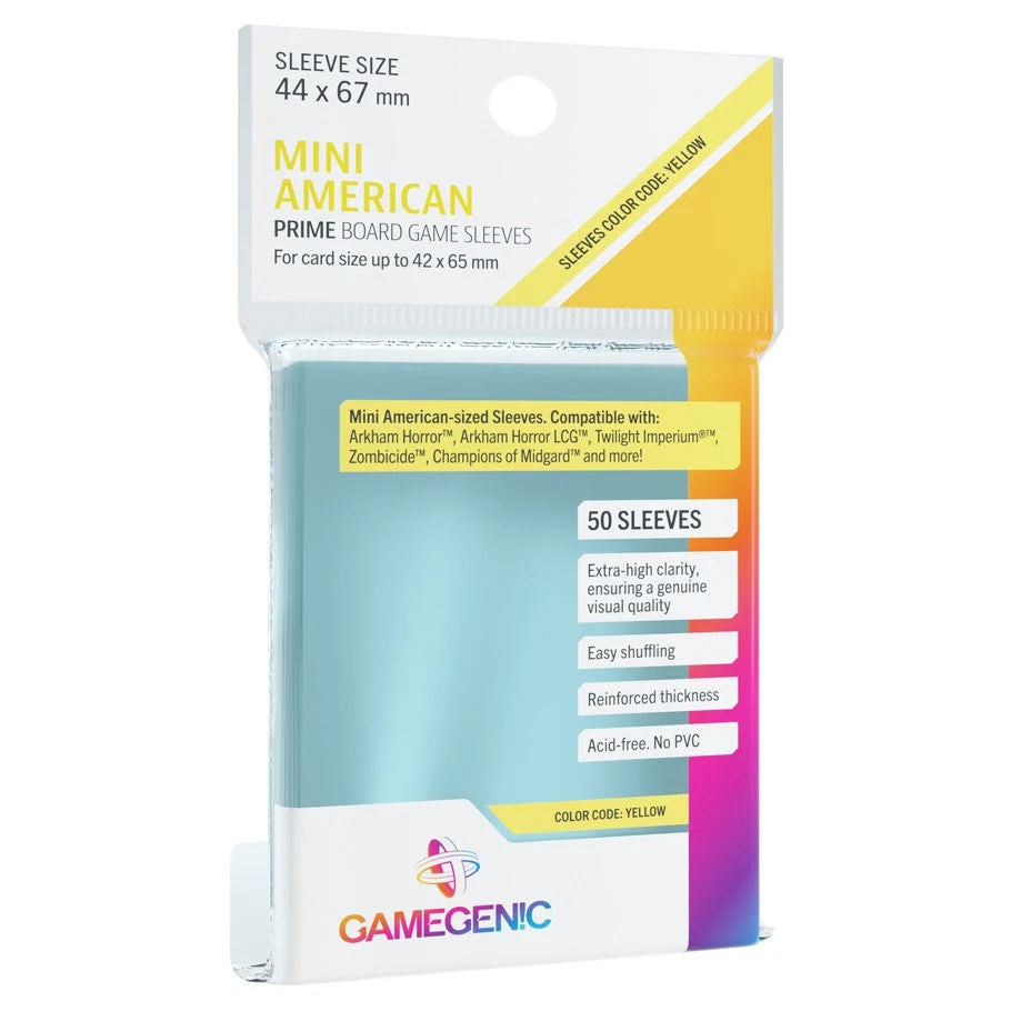 GameGenic: Prime Board Game Sleeves - Mini American (Yellow 50ct) (OOP)