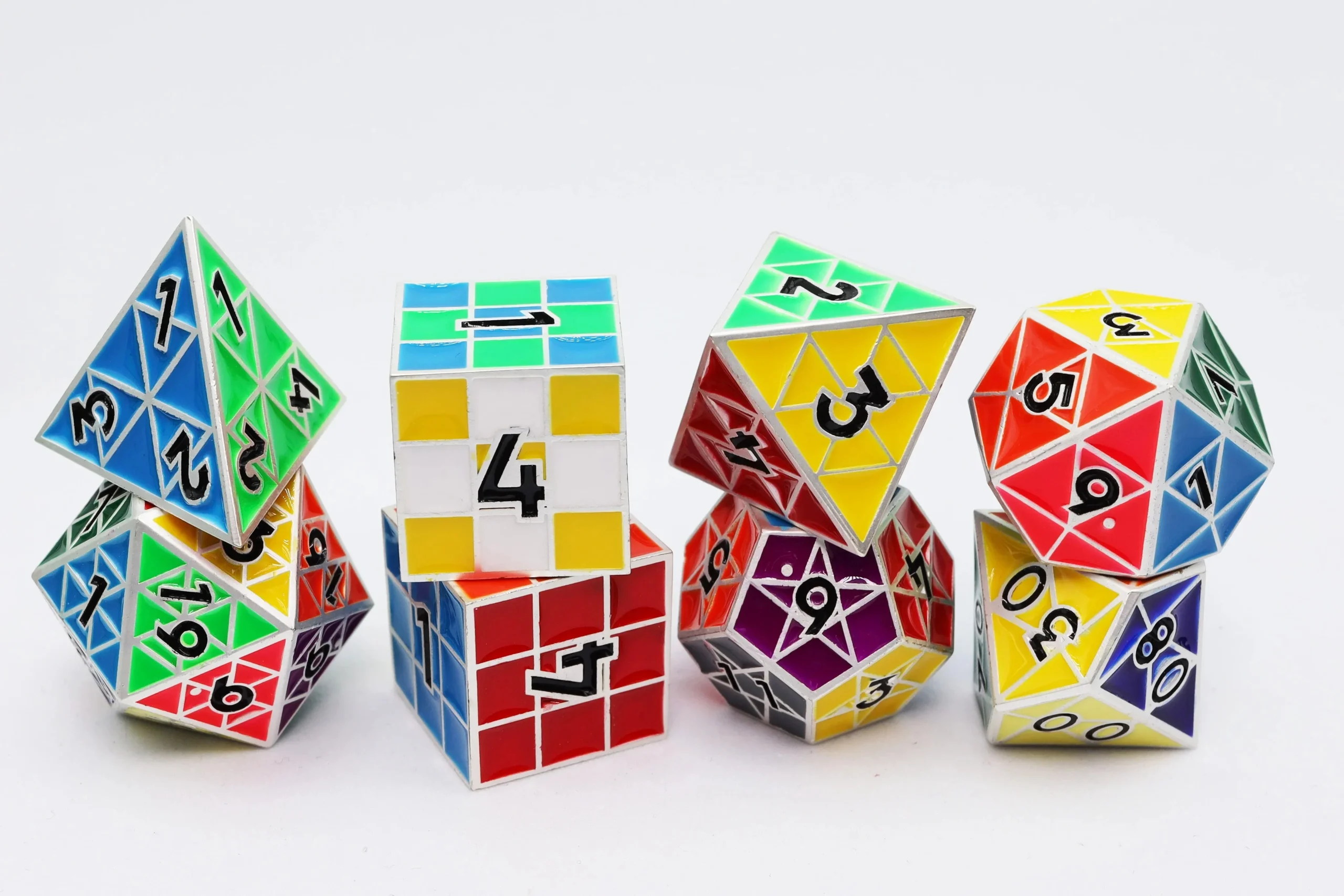 Puzzle Cube: Silver - Metal 8 piece Dice Set