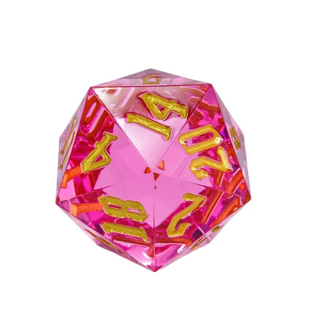 55mm Titan d20: Sharp Edge Romantic Interlude - Translucent Pink with Gold Ink