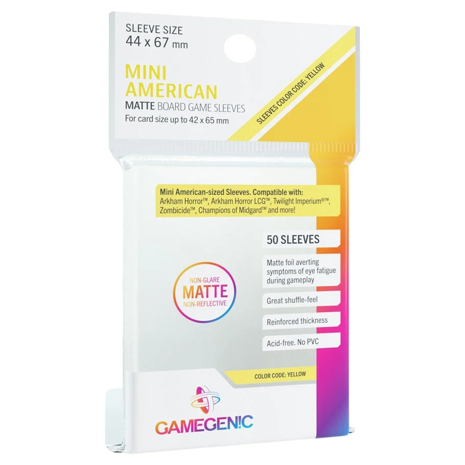 GameGenic: Matte Board Game Sleeves - Mini American (Yellow 50ct) (OOP)