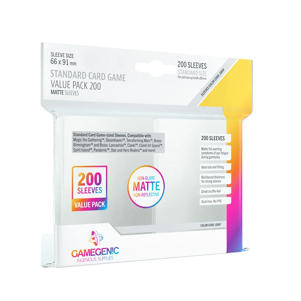 GameGenic: Matte Board Game Sleeves - Standard Card Game (Grey 200ct) (OOP)