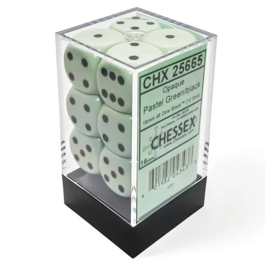 CHX25665: Opaque - 16mm D6 Pastel Green/Black (12)