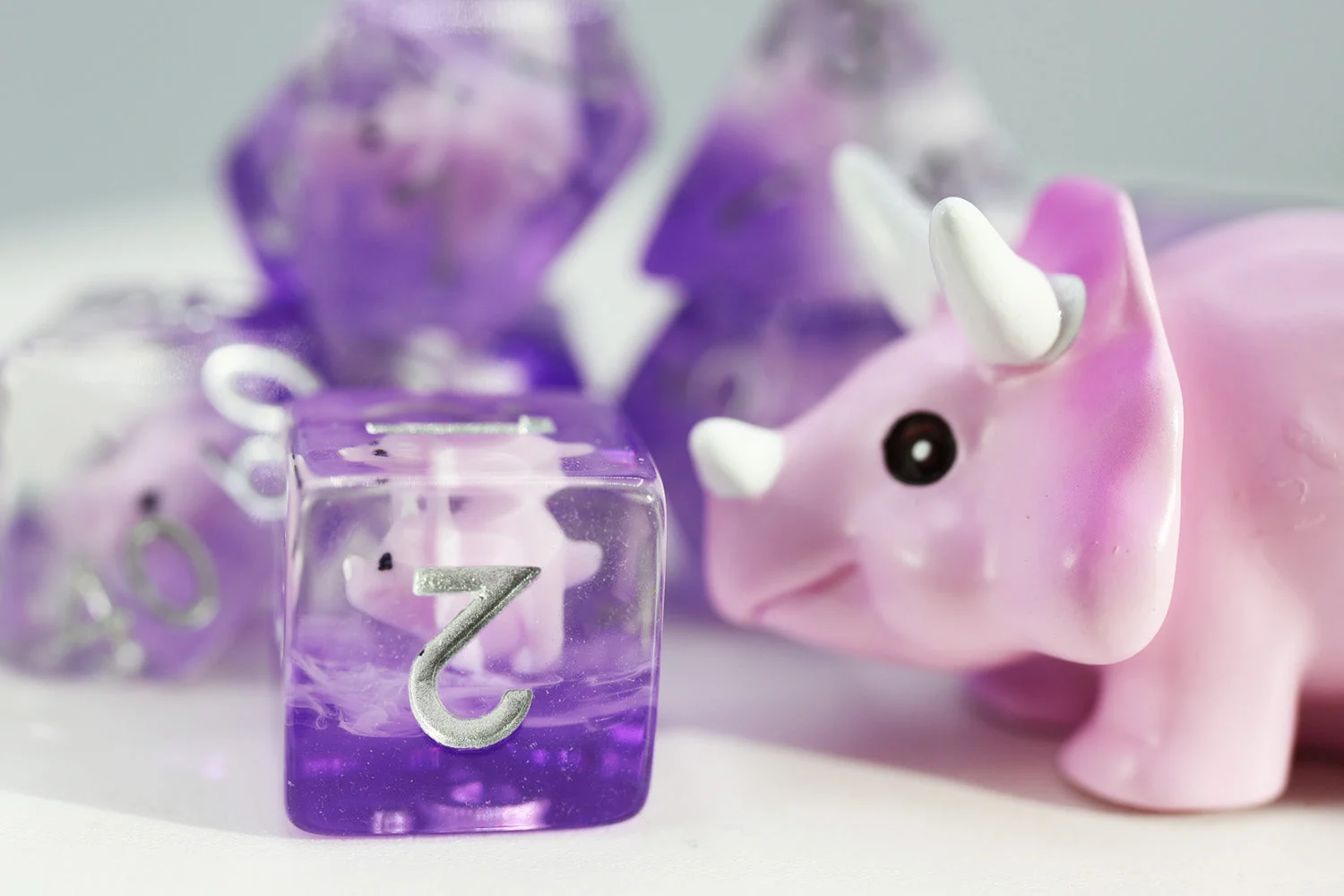 Pink Triceratops RPG Dice Set - Foam Brain Games